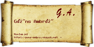 Güns Ambró névjegykártya